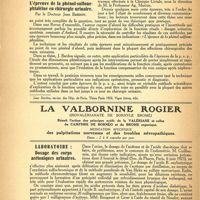 0022 - Page 8 - Revue des thèses. L'épreuve de la phénol-sulfonephtaléine en chirurgie urinaire, par le Docteur Jean Bardon / Laboratoire. Dosage des corps acétoniques urinaires