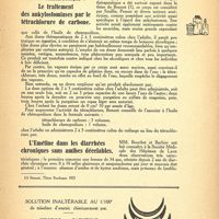 0033 - Page 7 - Revue thérapeutique. Le traitement des ankylostomiases par le tétrachlorure de carbone / L’Emétine dans les diarrhées chroniques sans amibes décelables