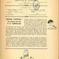 0027 - Page 1 - Sommaire / Chronique scientifique. Les cancers du sein et la radiothérapie [Dr. Moulins]