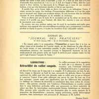 0070 - Page 8 - Revue thérapeutique. Sur la vaccination préventive de la fièvre typhoïde et des fièvres paratyphoïdes / Laboratoire. Rétractilité du caillot sanguin [Docteur Saget]