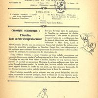 0075 - Page 1 - Sommaire / Chronique scientifique. L’insuline dans la cure d’engraissement [Dr. Moulins]
