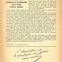 0034 - Page 8 - Revue thérapeutique. Traitement de la poliomyélite par le sérum d'anciens malades
