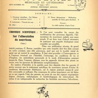 0051 - Page 1 - Sommaire / Chronique scientifique. Sur l'alimentation du nourrisson, (Suite) [Dr Moulins]