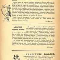 0054 - Page 4 - Chronique scientifique. Sur l'alimentation du nourrisson, (Suite) [Dr Moulins] / Laboratoire. Viscosité du sang [Dr Saget]
