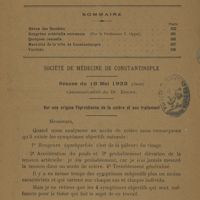 0003 - Page 152 - Sommaire. Société de médecine de Constantinople. Séance du 18 mai 1923 (suite). Communication du Dr. Zenope. Sur une origine thyroïdienne de la colère et son traitement