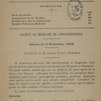0069 - Page 257 - Sommaire. Société de médecine de Constantinople. Séance du 2 novembre 1923. Présidence de M. Orhan Tahsin