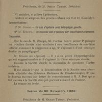 0079 - Page 267 - Société de médecine de Constantinople. Séance du 16 novembre 1923. Présidence du Dr. Aziz Fikret / Séance du 23 novembre 1923 / Séance du 30 novembre 1923. Présidence de M. Orhan Tahsin