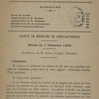 0093 - Page 275 - Sommaire / Société de médecine de Constantinople. Séance du 7 décembre 1923. Présidence de M. Orhan Tahsin