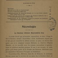 0149 - Page 307 - Sommaire / Nécrologie. Le docteur Ahmed Noureddine Bey