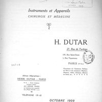 0001 - Page sans numérotation - Page de titre : Instruments et appareils. Chirurgie et médecine.
