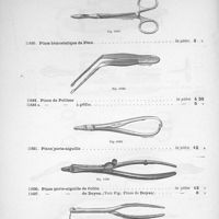 0080 - Page 82 - Pince hémostatique de Péan. Pince de Politzer. Pince porte-aiguille. Pince porte-aiguille de Collin. Pince porte-aiguille de Pozzi.