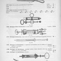 0090 - Page 92 - Scie à dos mobile pour résection et amputation. Seringue d'Anel stérilisable en boîte métal. Seringue d'Albarran...