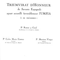 0035 - Page 33 - Triumvirat d'honneur de savants espagnols ayant accueilli favorablement l'UMFIA à sa naissance.