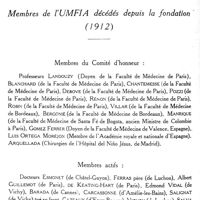 0066 - Page 64 - Page du souvenir. Membres de l'UMFIA décédés depuis la fondation (1912).