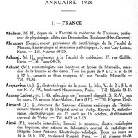 0156 - Page 154 - Liste générale des sociétaire. / Annuaire 1926. / I. France.