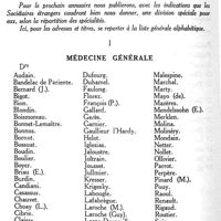 0236 - Page 234 - Liste des médecins français répartis par spécialités.