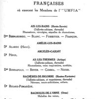 0243 - Page 241 - Liste des stations thermales et climatiques françaises où exercent les membres de l'UMFIA.
