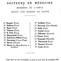 0266 - Page 264 - Liste des docteurs en médecine membres de l'UMFIA ayant une maison de santé.