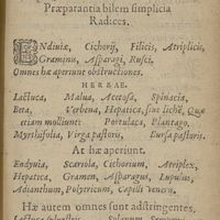 0003 - sn - Praeparantia humores quae digestiva vocant. Praeparantia bilem simplicia. Radices. Herbae