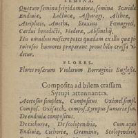 0006 - sn - Cortices & ligna. Semina. Flores / Composita ad bilem crassam. Syrupi attennantes. Syrupi adstringentes & lenientes pectus & arteriam