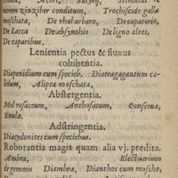 0033 - sn - Lenientia pectus & fluxus cohibentia. Abstergentia. Adstringentia. Roborantia magis …