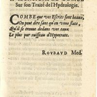 0011 - Page sans numérotation - A Monsieur de Combe sur son Traité de l'Hydrologie