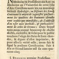 0012 - Page sans numérotation - Approbation des docteurs de l'Uniuersité d'Aix
