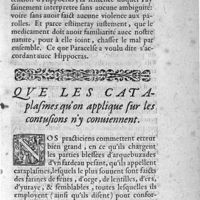 0023 - Page sans numérotation - Que les cataplasmes qu'on applique sur les contusions n'y conuiennent