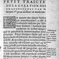 0027 - Page 1 - Petit traicté de la curation des arquebusades par M. Iacques Veyras docteur en medecine