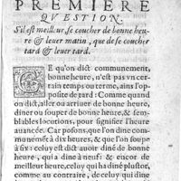 0125 - Page 99 - Premiere Question. S'il est meilleur, se coucher de bonne heure & leuer matin, que de se coucher tard & leuer tard