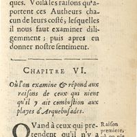 0049 - Page 23 - Chapitre VI. Où l'on examine & répond aux raisons de ceux qui nient qu'il y ait combustion aux playes d'arquebusades