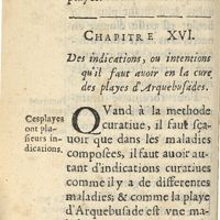 0102 - Page 76 - Chapitre XVI. Des indication,  ou intentions qu'il faut auoir en la cure des playes d'arquebusades