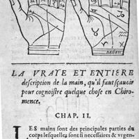 0016 - Page 4 - La vraye et entiere description de la main, qu'il faut sçauoir pour cognoistre quelque chose en chiromence. Chap. II