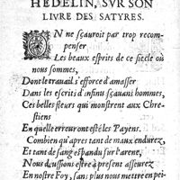 0012 - Page sans numérotation - A Monsieur Hedelin, sur son liure Des satyres