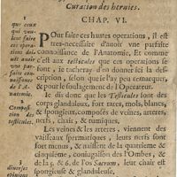 0030 - Page 12 - Description anatomique de quelques parties qu'il faut necessairement sçauoir pour paruenir à la curation des hernies. Chap. VI