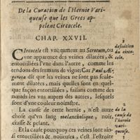 0083 - Page 65 - De la curation de l'hernie variqueuse, que les Grecs appellent circocele. Chap. XXVII