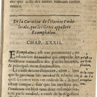0091 - Page 73 - De la curation de l'hernie umbilicale, que les Grecs appellent exomphalon. Chap. XXXII