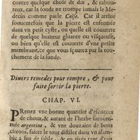 0113 - Page 95 - Diuers remedes pour rompre, & pour faire sortir la pierre. Chap. VI