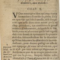0128 - Page 110 - Methode tres-assurée pour extraire la pierre, sans aucun danger, & sans faire souffrir beaucoup de douleurs, aux malades. Chap. X