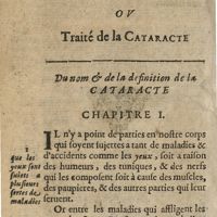 0138 - Page 120 - Troisième Partie ou Traité de la cataracte. Du nom & de la definition de la cataracte. Chapitre I