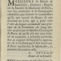 0023 - Page sans numérotation - Approbation de Messieurs les Docteurs, Regens en Medecine de la Faculté de Paris