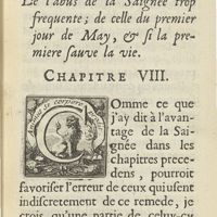 0113 - Page 83 - De l'abus de la saignée trop frequente; de celle du premier jour de May, & si la premiere sauve la vie. Chapitre VIII
