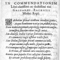 0026 - Page sans numérotation - Gilberti Gaulmyni Molinensis, in Commendationem Libri clarissimi ac doctissimi viri Gaspardi Bachotti Medici Regij