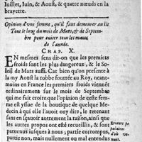 0431 - Page 303 - Opinion d'une femme, qu'il faut demeurer au lit tout le long du mois de mars, & de septembre pour euiter tous les maux de l'année. Chap. X