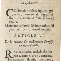 0111 - Page 51 - Article V. De la matiere des medicamens caustics ou escharotics / Article VI. De la matiere des medicamens detersifs ou mondificatifs