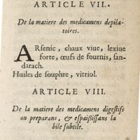 0113 - Page 53 - Article VII. De la matiere des medicamens depilatoires / Article VIII. De la matiere des medicamens digestifs ou preparans, & espaississans la bile subtile