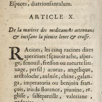 0116 - Page 56 - Article X. De la matiere des medicamens attenuans & incisans la pituite lente & crasse