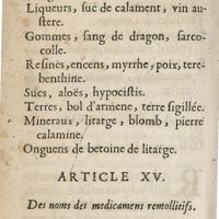 0124 - Page 64 - Article XV. Des noms des medicamens remollitifs