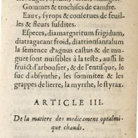 0147 - Page 87 - Article III. De la matiere des medicamens optalmique chauds