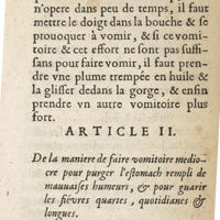 0311 - Page 251 - Article II. De la maniere de faire vomitoire mediocre pour purger l'estomach rempli de mauuaises humeurs, & pour guarir les fièvres quartes, quotidianes & longues